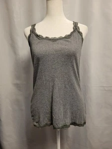Y2K Lace Trim Cami Tank Top Juniors Large Grey Bella Swan Elena Gilbert - Picture 1 of 9