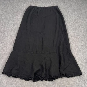 Falda midi para mujer negra de lino con volantes trompeta acampanada línea A Boho Lagenlook talla XL - Imagen 1 de 6