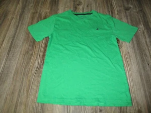 Nautica V-neck T-Shirt Shirt Short Sleeve with logo Boys Size XL 7 Green Classic - Picture 1 of 8
