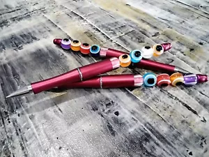 Ballpoint Pen with Round Resin Evil Eye Beads, Black Ink, 145 x 12mm, Red, 1pc - Picture 1 of 2