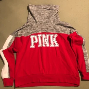 Victoria's Secret Pink Pullover Sweatshirt Red & Gray M Girls Woman's 170/96A - Picture 1 of 17
