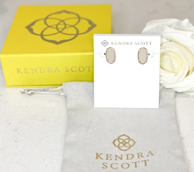 NWT Kendra Scott Ellie Gold Stud Earrings in Iridescent Drusy - Image 1 of 4