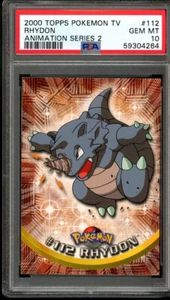 2000 Topps Pokemon Tv Animation Series 2 #112 Rhydon PSA 10 Gem Mint - Bild 1 von 2