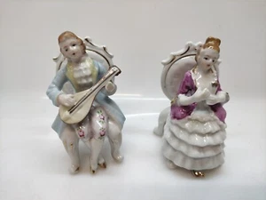 COPPIA STATUINE IN PORCELLANA NOBILTA DEL 700 - Imagen 1 de 10