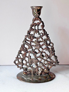 Vintage Godinger Sterling Silver Plated Christmas Tree Candle Holder 9”