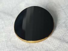 Pair Antique Black Glass Buttons Victorian 1800s Faceted Box Shank-snap-fastener