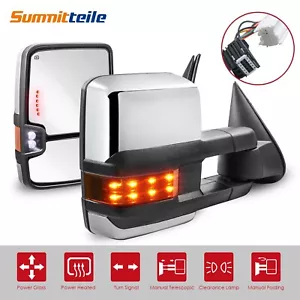 Chrome Power Folding Tow Mirror LED Turn Signal For 07-13 Silverado Sierra 1500 - Bild 1 von 17
