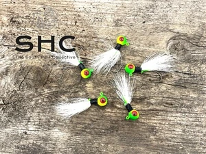1/4 Ounce Bucktail hair jigs 5 combo pack!! green Hand Tied in our Shop! 1279 - Picture 1 of 2