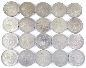 Sammlung, Super Anlagelot, 20 x 5 Francs, Semeuse, Silber, Frankreich - Bild 1 von 3