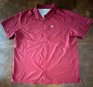 Columbia PFG Fishing Shirt Omni Shade Mens XXL Button Down Dark Red - Picture 1 of 7