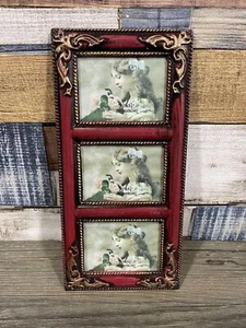 Lebendiger weinroter Kunststoff Bilderrahmen mit 3 schicken 6 x 9 cm Blenden - Bild 1 von 5