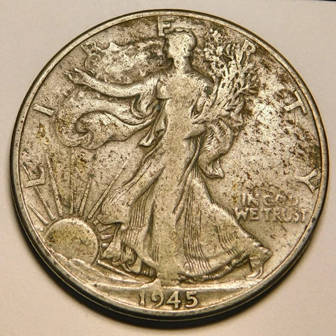 1945 P Walking Liberty Half Dollar  "Not Cleaned, Polished or Dipped" Cover