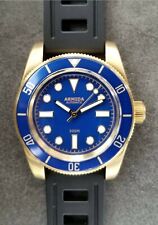 Armida A8 vintage brass dive watch blue  no date   Shipped from USA 