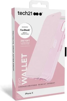 NEW Tech 21 Evo Wallet Phone Case - iPhone X / iPhone XS - PINK *FREE SHIPPING* - Image 1 of 4