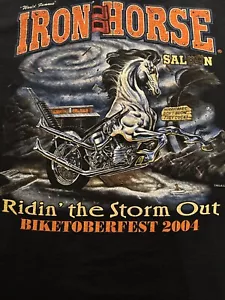 2004 Biketoberfest Iron Horse Saloon T-Shirt Size Large Ridin The Storm Out P12 - Picture 1 of 14