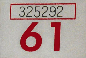 Calcomanía Reg. Tab 1961 para matrícula - para camión - cromo/rojo - nuevo - Imagen 1 de 3