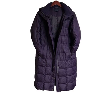 Lands End Damen langer Daunenmantel Medium 10-12 lila aubergine Winter Kapuze Puffer - Bild 1 von 11