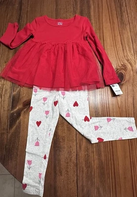 Top y Leggings Carter’s Girl 4T 4 Día de San Valentín Nuevos con Etiquetas Foto 1 de 4