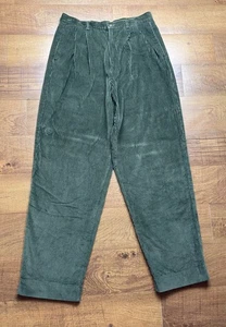 Vintage Eddie Bauer plissierte Jumbo Cordhose hoher Bund grün Damen 16 - Bild 1 von 12