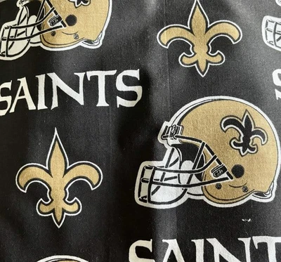 New Orleans Saints Black Gold Football Logo Pattern Cotton Fabric 28” X 23” - Image 1 of 2