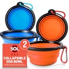 2 Collapsible Dog Bowls Food Water Dish Cat Pet Feeding Silicone Portable Travel