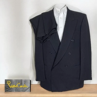 Pierre Cardin 2 Piece Suit USA Made Mens 44R 34x32 Wool Double Breasted Peak - Image 1 of 4