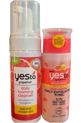 Yes To 葡萄柚美白日常去角质 Tonic 4 盎司 + 每日发泡洁面乳 — 第 1/4 张图片