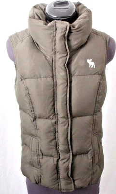 Abercrombie & Fitch Olive Green Down Fill Full Zip Pocketed Puffer Vest Girl's L - Image 1 of 4