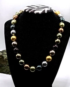 KJL Necklace Kenneth Jay Lane Multicolor Faux 14mm Glass Pearls 2009 - Picture 1 of 9