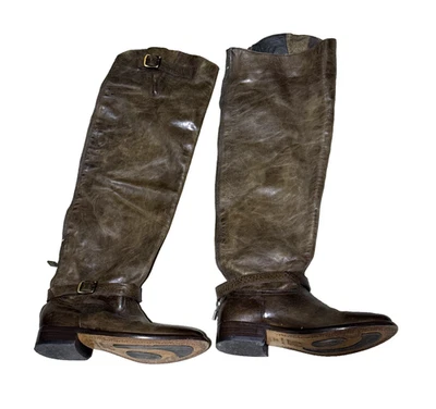Botas de montar Belstaff marrón cuero envejecido hebilla tacón bajo EE. UU. 5,5 / UE 36 Foto 1 de 4