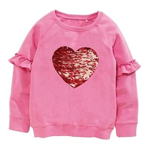 Toddler Girls Sweatshirts Crewneck 6-7 Years 1# Heart Reversible Sequins - Picture 1 of 8