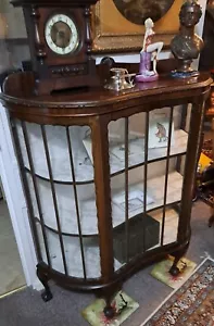 Antique Mahogany Kidney Shaped Glass Display Cabinet China - Picture 1 of 6