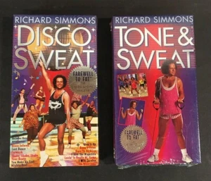 Richard Simmons VHS Tape Tone & Disco Sweat Exercise Workout Sealed Video Lot - Picture 1 of 8
