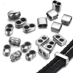 10pcs Double Hole Beads Leather Bracelet Two Hole Spacers Metal Bead DIY Jewelry - Picture 1 of 15