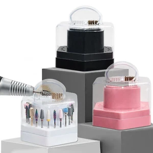 24 Holes Drill Bits Stand Display Storage Box Nail Drill Bits Cleaning Brush Cas - Picture 1 of 21