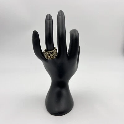 Lia Sophia Signed Ring Scroll Filigree Metal Brass Colored Ring Size 6.5 - Image 1 of 4