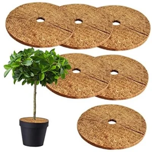 6 Pcs Coconut Fibers Mulch Ring Tree Protector Mat, 17.8 Inch Coco 17.8in-6pcs - Picture 1 of 7