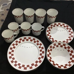 VTG The Golden Rabbit II Red Checked Picnic Ants Jean Wilkes Set Of 4 Complete - Picture 1 of 14