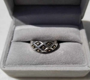 Retired James Avery Sterling/14K Spanish Lattice Dot Ring Silver 14k Gold Sz 9.5 - Picture 1 of 12