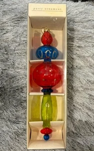 Pier 1 Imports Blown Glass PARTY Christmas Ornaments Hand Painted (10”) NEW - Picture 1 of 6