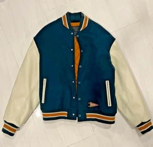 Levi's Letterman Jacket - Green & Cream/Wool/Leather - Mens Medium - Brand New - Picture 1 of 16