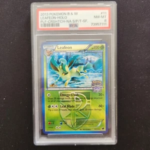 Pokemon Leafeon 11/116 B&W Plasma Freeze Staff State Championship Promo PSA 8 - Foto 1 di 3