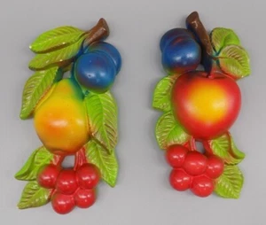 Coppia Frutta Gesso 1974 Miller Studio Vintage Retrò Ottime Condizioni Kitsch MCM - Foto 1 di 11