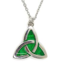 Green Celtic triquetra Pendant Necklace in a Gift Box