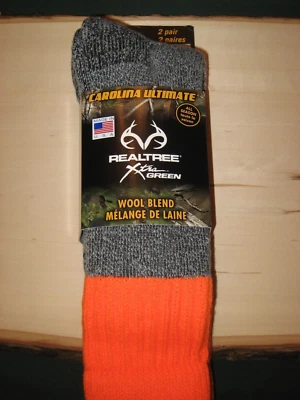 REALTREE 2 PAIR    MID-WEIGHT mid-calf- MERINO WOOL  BLEND- made in USA 50%off - Image 1 of 4
