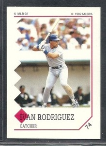 1992 Panini Baseball Sticker - #74 - Ivan Rodriguez - Texas Rangers