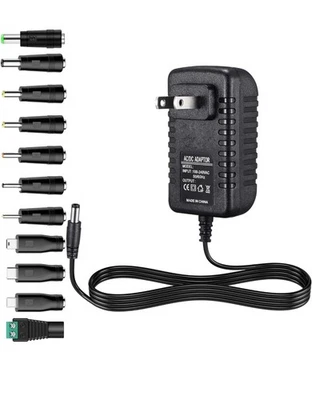 Adaptador de CA 15V 2A 5,5x2,5 mm alimentación conmutada regulada con 11 enchufes de CC Foto 1 de 4