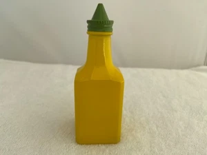 Vintage Gemco Pantry Pops Oil Vinegar Glass Cruet Bottle Yellow W/ Green Lid Top - Picture 1 of 8