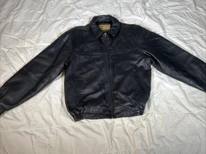 Boston Harbour Black Soft Leather Full Zip Casual Genuine Leather Jacket Medium - Picture 1 of 12