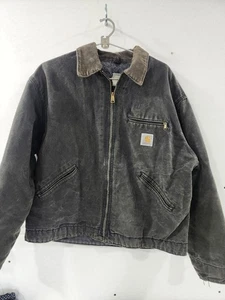 Vtg Carhartt Detroit Jacket Mens No Size- See Pics Black Canvas Blanket Lined - Picture 1 of 12